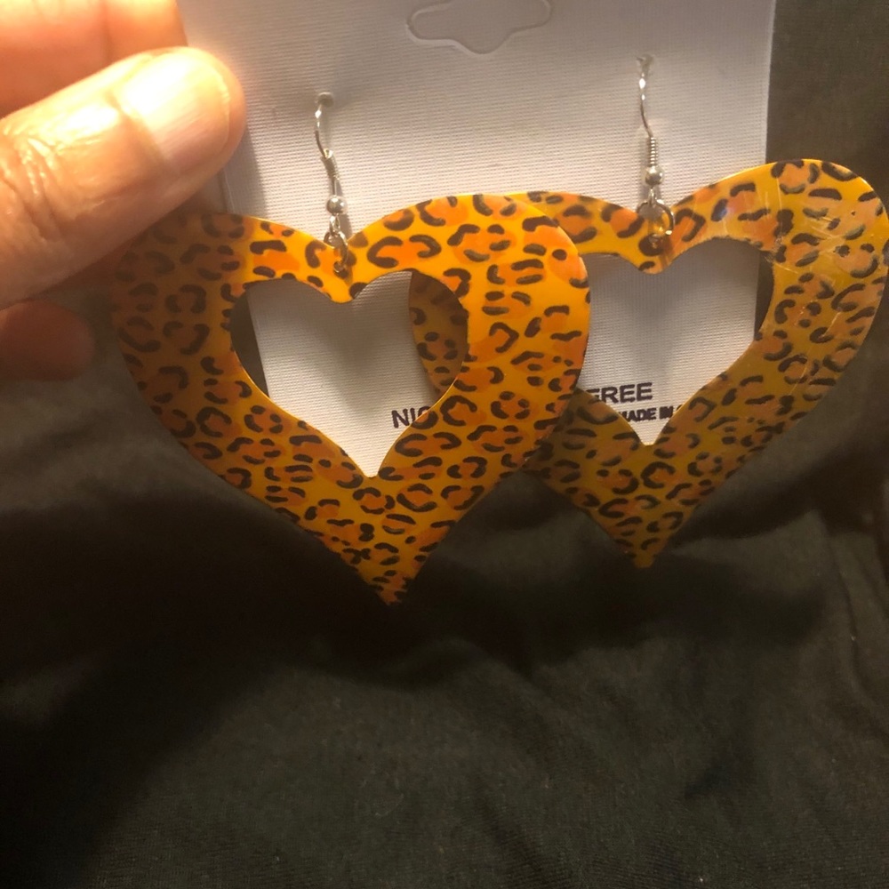 ORANGE ORANGE & BLACK LEOPARD PRINT EARRINGS